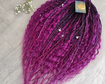 Magenta set of DE synthetic bumpy dreads, braids, Senegalese twist and dreaded curls