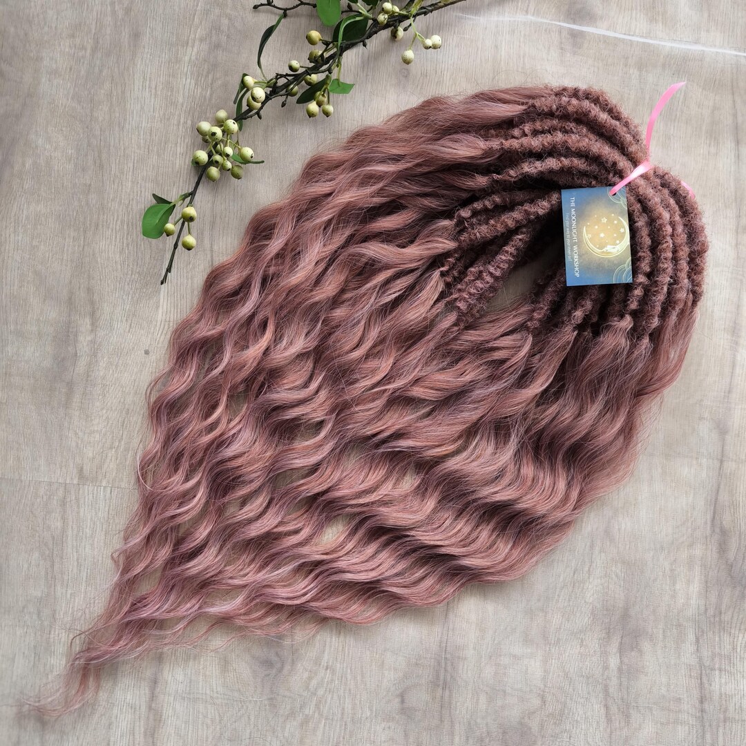 Strawberry Blonde pink Brushable, Soft Synthetic Wavy Dreadlocks ...
