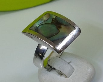 17.4 mm ring Silver 925 abalone shell noble SR676