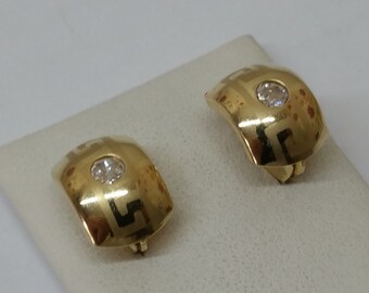 Earrings gold 585 earrings meander Crystal OR105