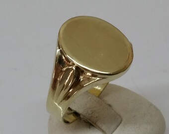 Signet Ring of gold of 333 with engraving plate vintage GR109