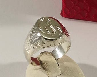 19 mm sealing Ring 900 silver initials "GG" SR831