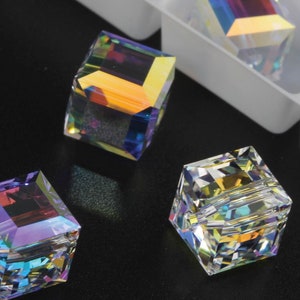 5601-08-001AB Swarovski Cube Beads - Crystal AB (001AB)