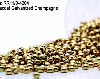 RR 11/0-4204 Miyuki Round Rocailles Duracoat Galvanized Champagne, 20 - 40 - 100 - 500 gramos de cuentas de semillas