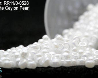 RR 11/0-0528 Miyuki Round Rocailles Perle blanche de Ceylan, 20 - 40- 100 - 500 grammes de perles de graines