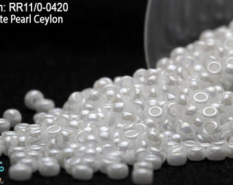 RR 11/0-0420 Miyuki Round Rocailles White Pearl Ceylan, 20 - 40- 100 - 500 grammes de perles de rocaille