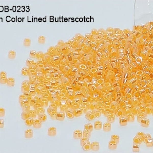 DB-0233 Miyuki Delica 11/0, Ceylon Color Lined Butterscotch , 5 - 20 gram Seed Beads