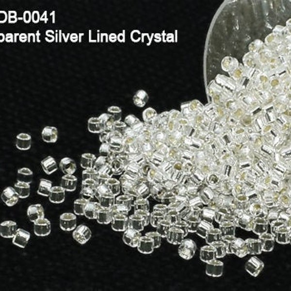 DB-0041 Miyuki Delica 11/0,Transparent Silver Lined Crystal , 5 - 20 gram Seed Beads