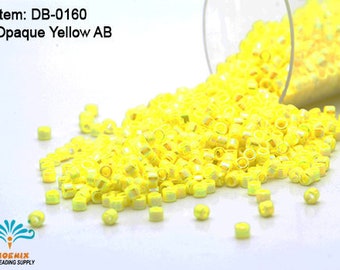 DB-0160 Miyuki Delica 11/0, Opaque Yellow AB, 5 - 20 gram Seed Beads