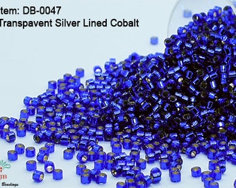 DB-0047 Miyuki Delica 11/0,Transparent Silver Lined Cobalt , 5 - 20 gram Seed Beads