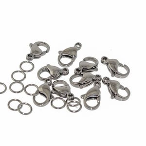 13mm - 304 Stainless Steel Lobster Claw Clasp With Split Ring