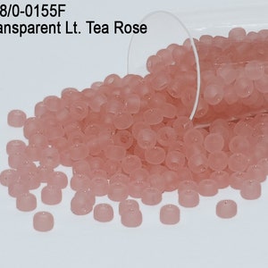 RR 8/0-0155F Miyuki Round Rocailles Beads, Matte Transparent Lt. Tea Rose , 15 - 30 gram Seed Beads