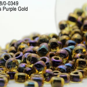 RR 8/0-0349 Miyuki Round Rocailles Beads, Luminous Purple Gold  , 15 - 30 gram Seed Beads