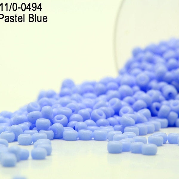 RR 11/0-0494 Miyuki Round Rocailles Opaque Pastel Bleu, 20 - 40- 100 - 500grammes Perles de graines