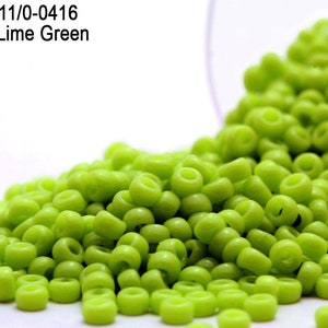 RR 11/0-0416  Miyuki Round Rocailles  Opaque Lime Green , 20 - 40- 100 - 500gram Seed Beads