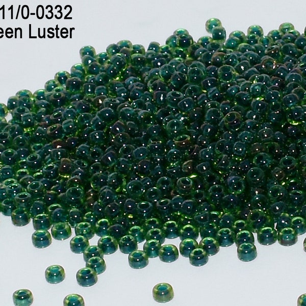 RR 11/0-0332 Miyuki Round Rocailles  Deep Green Luster , 20 - 40- 100 - 500gram Seed Beads