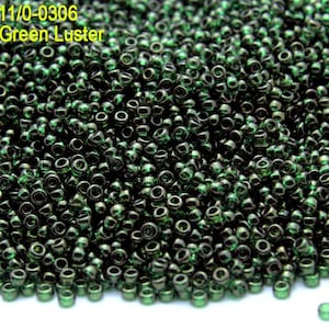 RR 11/0-0306  Miyuki Round Rocailles  Emerald Green Luster, 20 - 40- 100 - 500gram Seed Beads