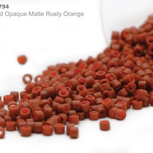 DB-0794 Miyuki Delica 11/0, Inside Dyed Opaque Matte Rusty Orange, 5 - 20 gram Seed Beads