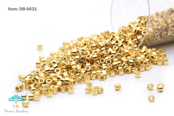 DB-0031 Miyuki Delica 11/0, Duracoat Galvanized 24K Yellow Gold Plated, 5 - 20 gram Seed Beads