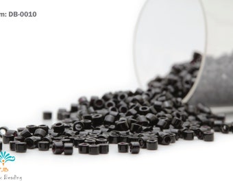 DB-0010 Miyuki Delica 11/0, Opaque Black, 5 - 20 gram Seed Beads