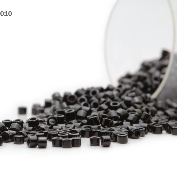 DB-0010 Miyuki Delica 11/0, Opaque Black, 5 - 20 gram Seed Beads