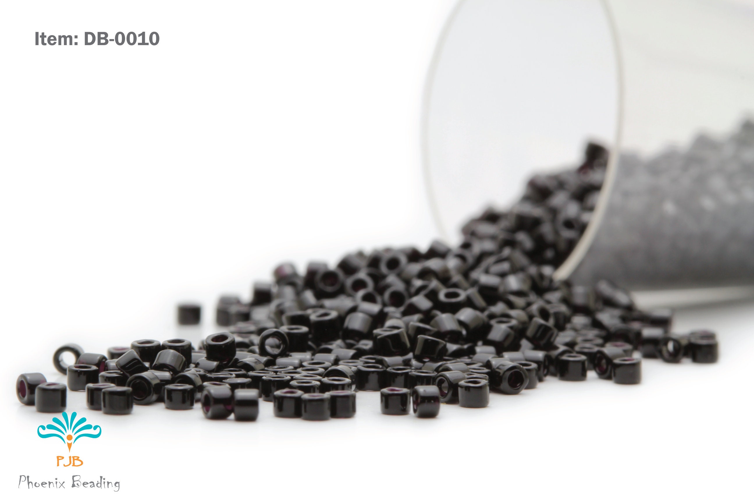 DB-0010 Miyuki Delica 11/0, Opaque Black, 5 - 20 gram Seed Beads