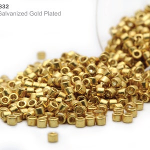 DB-1832 Miyuki Delica 11/0, Duracoat Galvanized Gold Plated, 5 - 20 gram Seed Beads