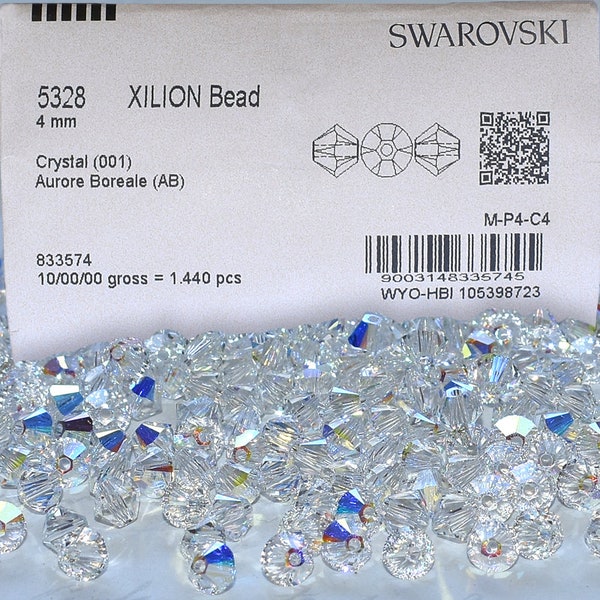 5328-001AB Swarovski Bicone Crystal Beads Crystal AB ,2.5mm- 3mm-4mm 1,440pcs, 5mm 720pcs ,6mm  360pcs , Original  Factory Pack