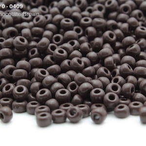 RR 6/0-0409 Miyuki Round Rocailles Beads, Opaque Chocolate Brown, 15 - 30 gram Seed Beads
