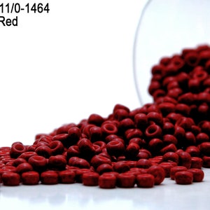 RR 11/0-1464 Miyuki Round Rocailles  Opaque Red , 20 - 40- 100 - 500gram Seed Beads