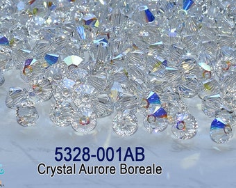 5328-001AB Swarovski Bicone Crystal Beads Crystal AB , 3mm-4mm