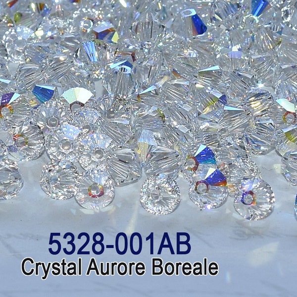 5328-001AB Cuentas de cristal bicónico Swarovski Cristal AB, 3 mm-4 mm