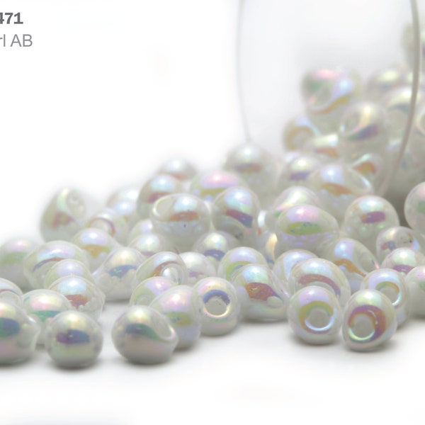 DP-0471 Miyuki Drop Beads 3.4mm, White Pearl AB, 15 gram Seed Beads