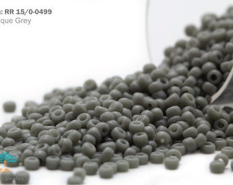 RR 15/0-0499 Miyuki Round Rocailles Beads, Opaque Grey, 10 - 30 gram Seed Beads