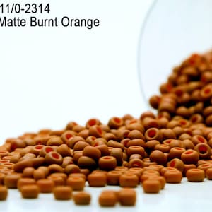 RR 11/0-2314 Miyuki Round Rocailles  Opaque Matte Burnt  Orange , 20 - 40- 100 - 500gram Seed Beads