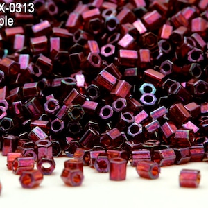 Hex-0313 , Miyuki Hexagon 2 Cut  11/0 , Gold Purple . 10gr - 20gr - 100gr.