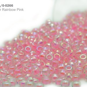 RR 11 / 0-0266 Miyuki Rocailles Perlen, Innenfarbe Regenbogen Pink, Rocailles 20 - 40gramm