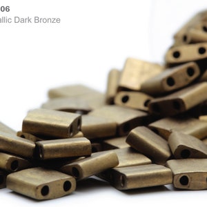 TL-2006 Miyuki Tila Beads 5x5x1.9mm, Matte Metallic Dark Bronze, 5 - 10 gram Seed Beads