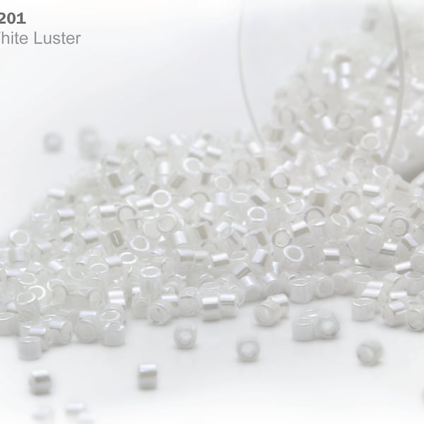 DB-0201 Miyuki Delica 11/0, Opaque White Luster, 5 - 20 gram Seed Beads