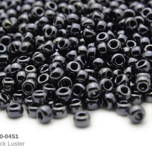 RR 6/0-0451 Miyuki Round Rocailles Beads, Metallic Black Luster, 15 - 30 gram Seed Beads
