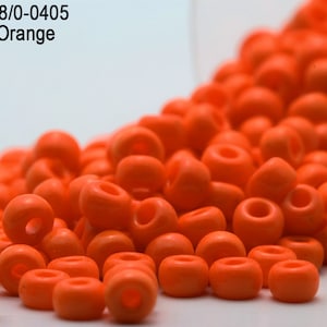 RR 8/0-0405 Miyuki Round Rocailles  Opaque Orange , 15gr - 30gr Glass Seed Beads