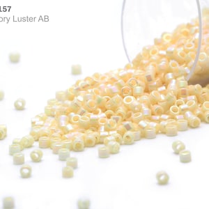 DB-0157 Miyuki Delica 11/0, Opaque Ivory Luster AB , 5 - 20 gram Seed Beads