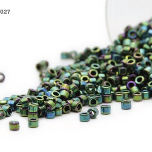 DB-0027 Miyuki Delica 11/0, Metallic Green Luster, 5 - 20 gram Seed Beads