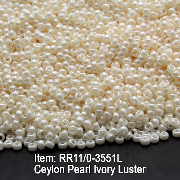 RR 11/0-3551L  Miyuki Round Rocailles Ceylon Pearl Ivory Luster , 20 - 40- 100 - 500gram Seed Beads