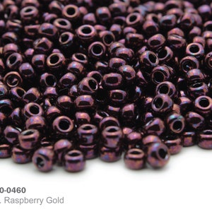RR 6/0-0460 Miyuki Round Rocailles Beads, Metallic DK. Raspberry Gold, 15 - 30 gram Seed Beads