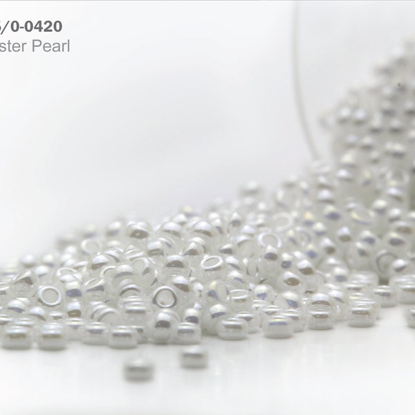 RR 15/0-0420 Miyuki Round Rocailles Beads, Opaque Luster Pearl, 10 - 30 gram Seed Beads