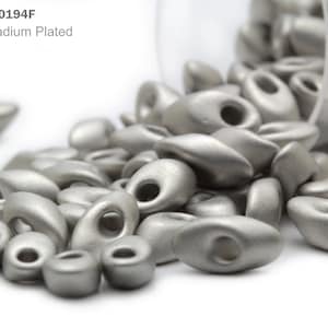 LMA-0194F Miyuki Long Magatama 4 x 7mm, Matte Palladium Plated, 5 - 10 gram Seed Beads