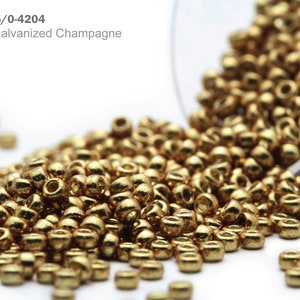 RR 15/0-4204 Miyuki Round Rocailles Beads, Duracoat Galvanized Champagne, 10 - 30 gram Seed Beads