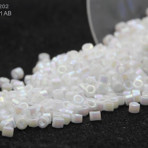 DB-0202 Miyuki Delica 11/0, White Pearl AB, 5 - 20 gram Seed Beads