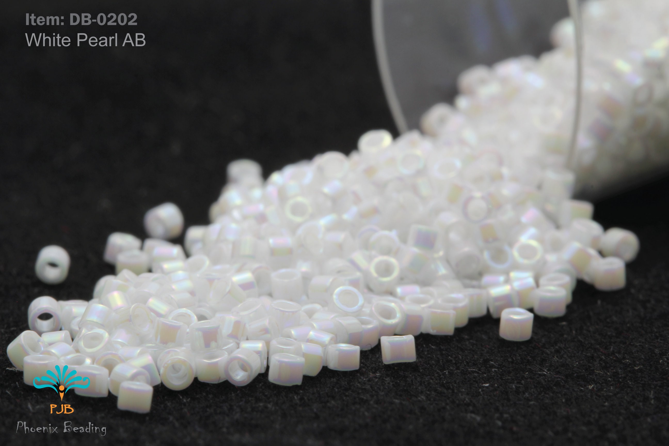DB-0202 Miyuki Delica 11/0, White Pearl AB, 5 - 20 gram Seed Beads